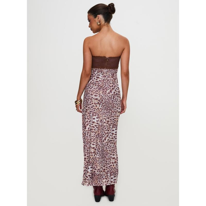 Raidein Strapless Maxi Dress Leopard